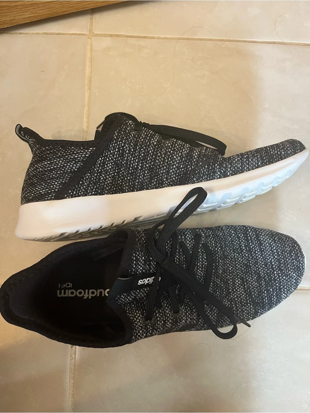 adidas Women’s Black and White Knit Lace-Up Athletic Sneakers